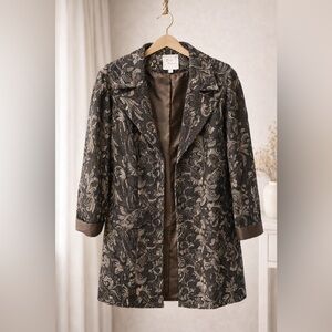 Young Essence Women's Brown and Gold Paisley Blazer